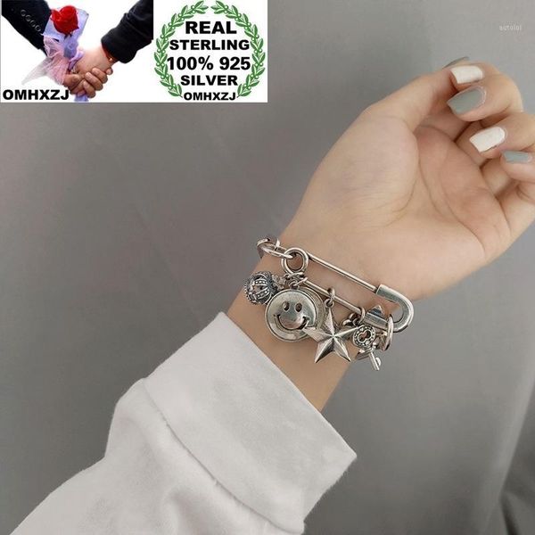 

omhxzj wholesale hb75 european fashion woman birthday party gift clip star key crown charm 100% 925 sterling silver bracelet1, Golden;silver