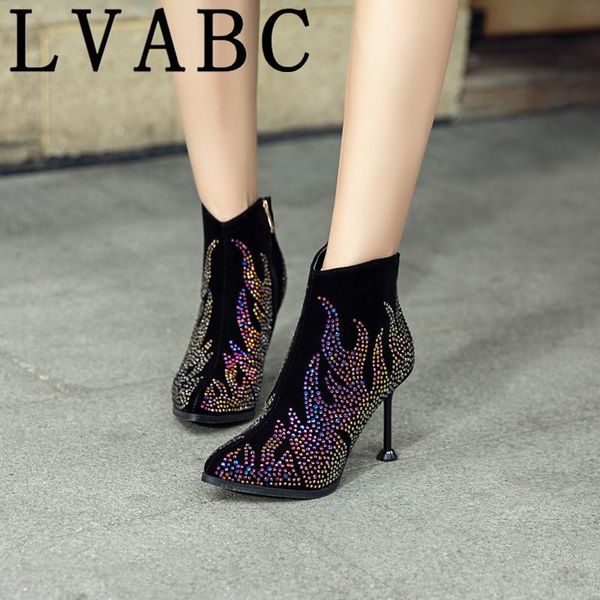 

boots lvabc 2021 brand design contracted solid black women pointed toe stiletto high heels shoes booties woman ladies red