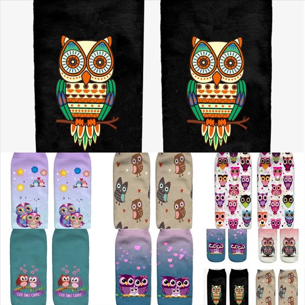 

swuib owl sale animal print funny men's sport sock mens men's cotton medium tube celebrity oil painting series leisure new socks, Black
