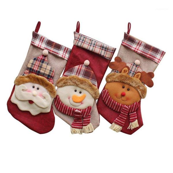 

christmas decorations -christmas stockings 3 pcs set classic stocking xmas gift holding for kids tress ornament home decor1