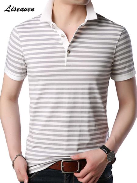 

liseaven 2019 new summer men polos shirt short sleeve poloshirt striped print color polo shirts men's clothing &tees, White;black