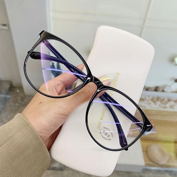 

vintage transparent computer glasses frame women men anti blue light round eyewear blocking glasses optical spectacle eyeglasses, Black