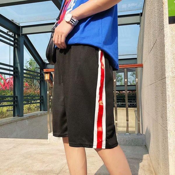 

summer hong kong style workwear casual pants loose elastic waist shorts fashion man harajuku hip hop beach men's shorts-401, White;black