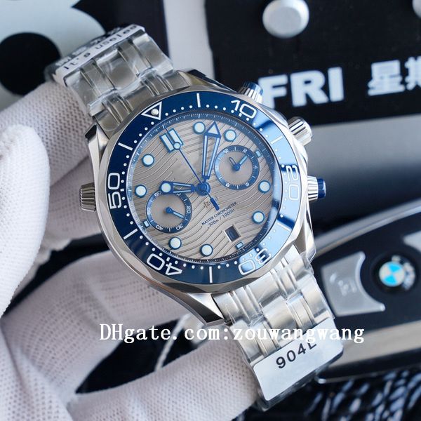 

2020 sea ceramic bezel watches aqua master terra man sport chronograph wristwatches james bond 007 boss timing mens watch d3037, Slivery;black