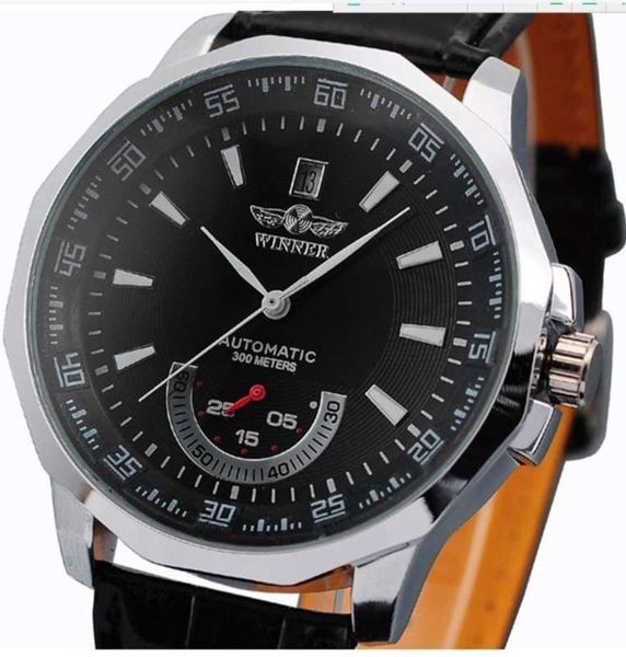 

semi needle mechanical selling three watch sports business leisure leather men's watch watch zqge, Slivery;brown