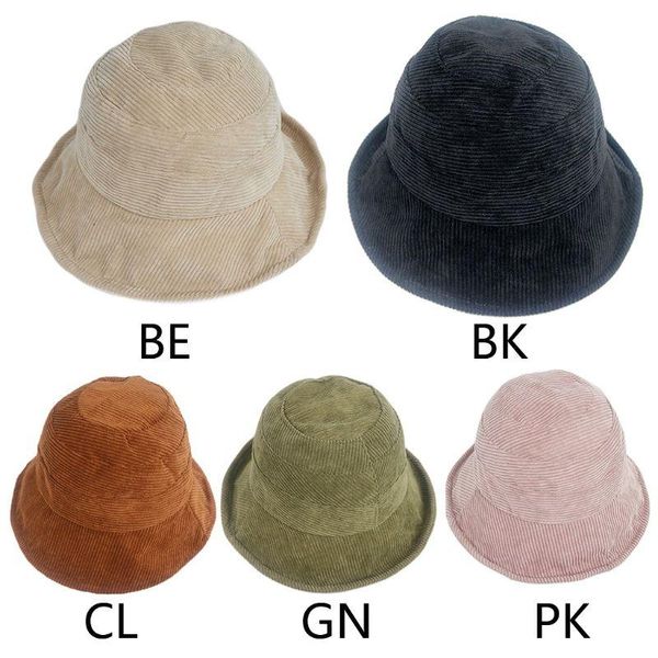 

autumn winter women men corduroy velvet panama bucket hat solid color wide brim sunscreen packable adjustable fisherman cap, Blue;gray