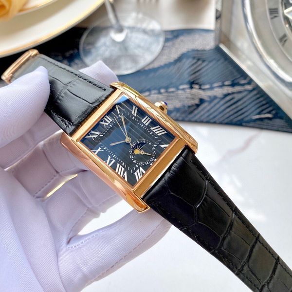 

2020 tank men watches moon phase joker leather wristwatches 316l stainless steel square mens watch d3083