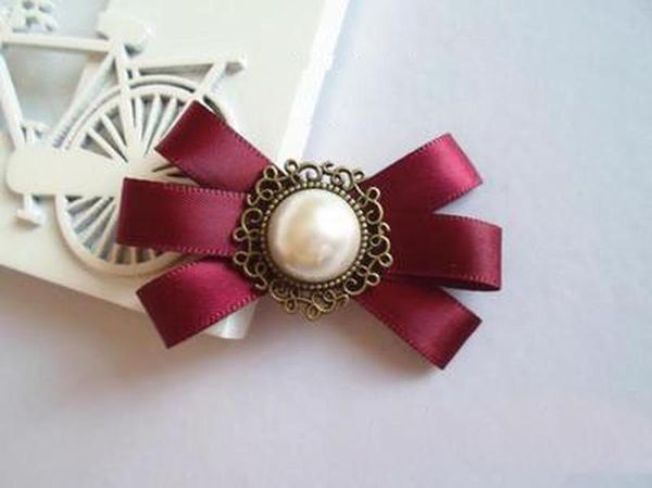 

real hot sale ribbon broches juego de tronos корейский ручной работы ретро брошь красавицы лук значок небольшой галстук воротник цветок q wm, Black;gray