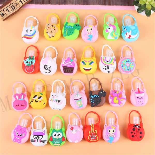 

cute round hand sanitizer holder keychain 30ml refillable travel bottle cartoon mini bottle cover gel holder hand soap bottle holder for kid