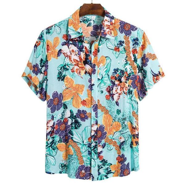 

men's fashion print shirts casual button down short sleeve hawaiian shirt beach holiday slim fit party shirts y2088, White;black