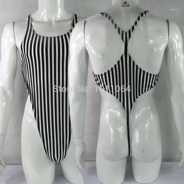 

mens bodysuit thong leotard cotton poly spandex high cut racer back g628cb1, Black;brown