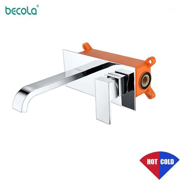

becola bathroom faucet basin sink tap wall mounted chrome brass mixer with embedded box torneira concealed basin faucet b-3251