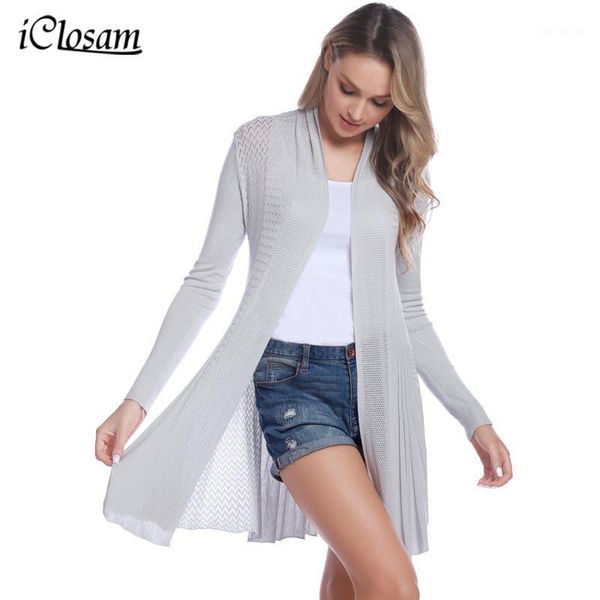 

iclosam 2019 women casual cardigan knitted open front long sleeve mid-length warm cardigan sweater air-conditioned rooms wear1, White
