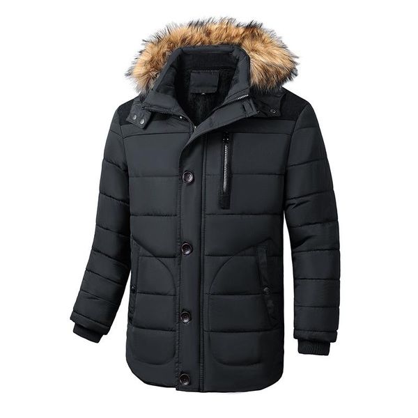 

isurvivor winter cotton jacket men's warm jacket thickened large size men's cotton and wool hooded, Black
