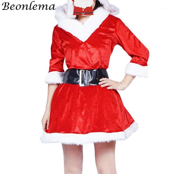 

beonlema women christmas cosplay dress red disfraz for holiday celebration ladies role playing costume red short dresses1, Black;red