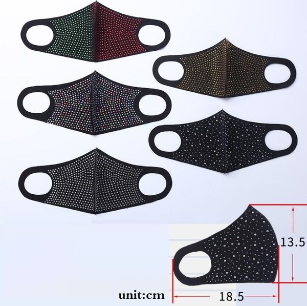 

dustproof diamond fashion protective bling mouth masks washable reusable women colorful rhinestones face mask dwc1667