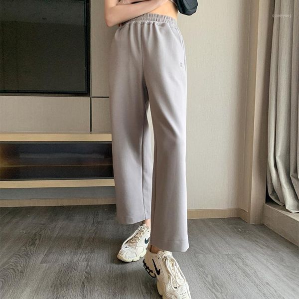 

women's pants & capris [deat] 2021 autumn fashion women's wide leg solid loose office lady ankle-length lazy wild straight, Black;white