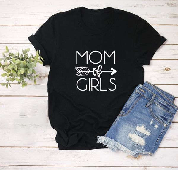 

mom of girls print women tshirt raising girls t-shirt summer short sleeve girl mom shirt trendy mother t shirt mother's day gift, White
