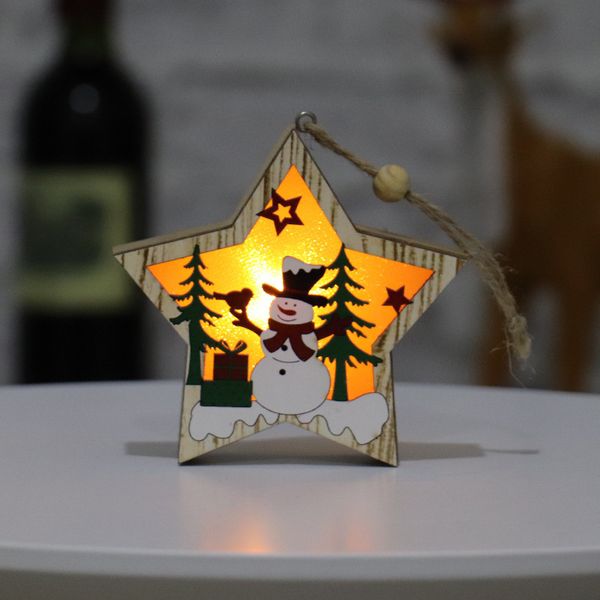

pendants wooden star round frame lamp luminous christmas tree ornament hanging pendant ornaments party decoration dhb2725
