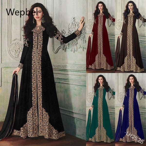 

casual dresses wepbel middle eastern womne muslim dress ethnic style lace patchwork arab dubai abaya long sleeve full length o-neck robe, Black;gray