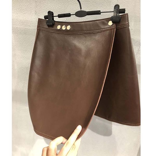 

skirts cosmicchic 2021 autumn sheepskin high waist short hippie skirt a-line black genuine leather mini gothic elegant plus size