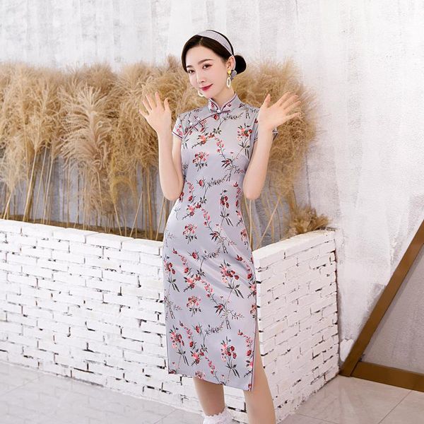 

short print slim qipao chinese traditional women dress vintage lady cheongsam plus size 4xl1, Red