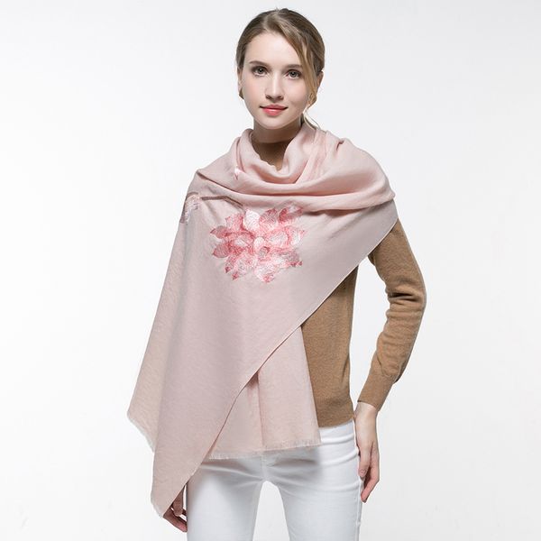 

female 100% scarves embroidered shawls and wedding wrappers festive winter ladies pashimina echarpe bride pink woolen handkerchief 4ghr, Blue;gray