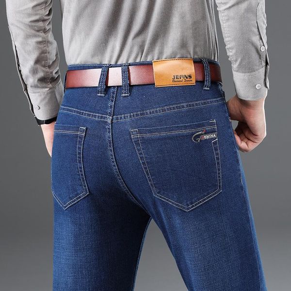 

men's jeans 2021 spring autumn cotton men denim trousers soft straight mens pants blue black jean big size 42 44 46,1835
