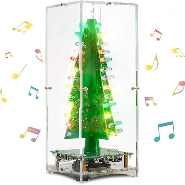 

3d christmas tree music box soldering practice project diy electronic science assemble kit with 7 colors flash light hg91
