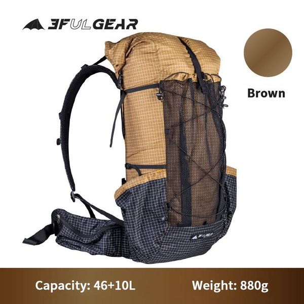 

outdoor bags 3f ul gear qidian pro 46+10l 880g ultralight backpack uhmwpe durable waterproof comfortable camping bag thick belt