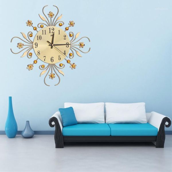 

other clocks & accessories 3d diy wall clock art metal diamond flower silent home office decor1