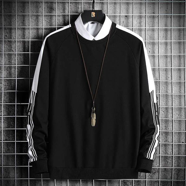 

fall 2020 new men's crew neck bottoming shirt loose large youth student trend sports long sleeve sweater for men, Gray