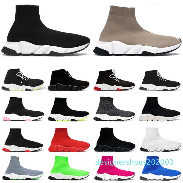 

2021 sock shoes mens women sneakers high triple black red white beige pink cristal clearsole mens fashion trainer casual tennis shoe d03