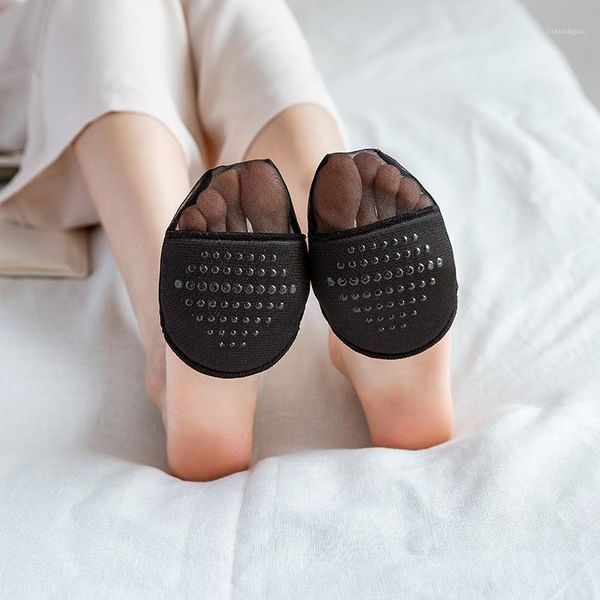 

2020 summer women feet toe protect high heel half foot socks lady non-slip sweat no show invisible fashion toe socks1, Black;white