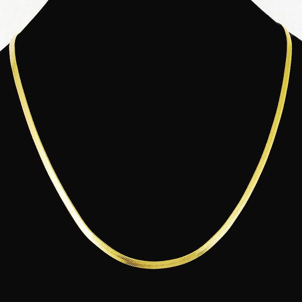 

pendant necklaces 24k gold plating men's jewelry 50cm long pure color 4mm snake chain necklace 20inch fashion high quality, Silver