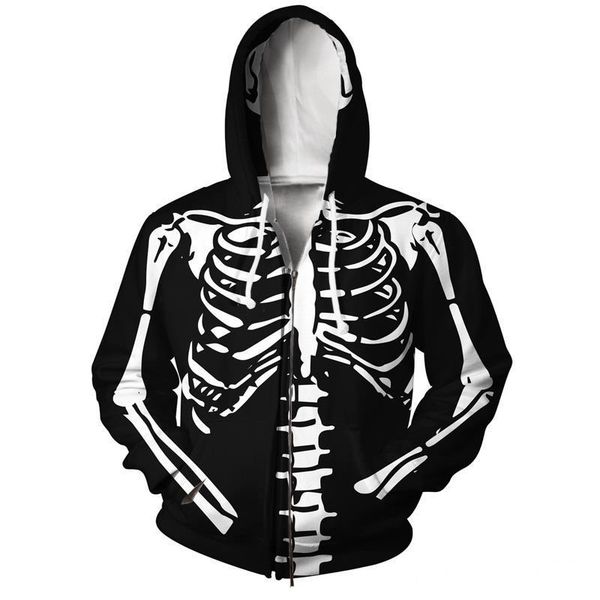 

yx girl drop shipping skeleton zip-up hoodie jacket men's women hoody sweatshirt eur size xs-5xl pullover hip, Black