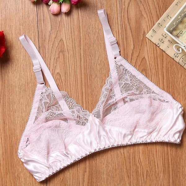 

100% boutique double sided real silk lace single bra, Red;black