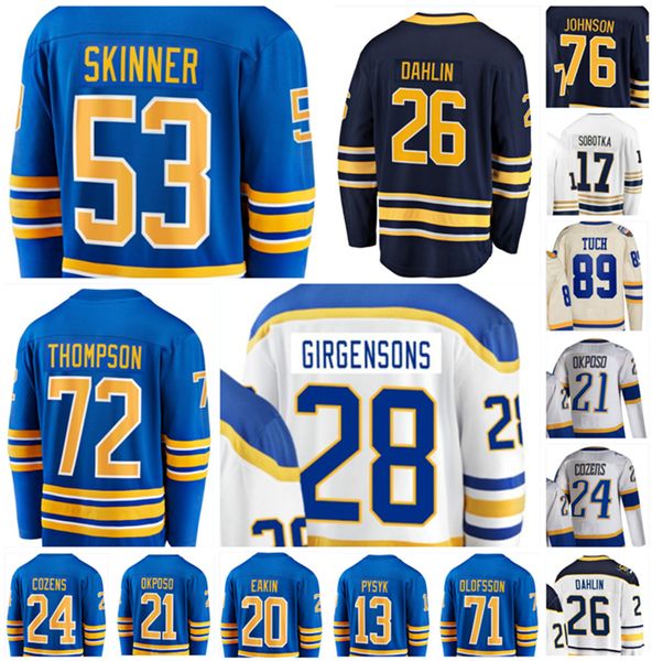 

2022 buffalo jeff skinner hockey jersey dylan cozens kyle okposo rasmus dahlin jack eichel tage thompson girgensons buf custom stitched men, Black;red