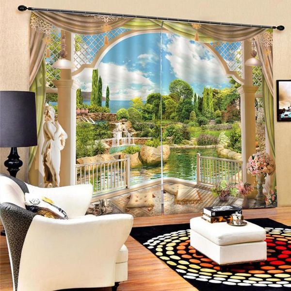 

curtain & drapes 2pcs 75x166cm sea garden sky light block window el restaurant decor