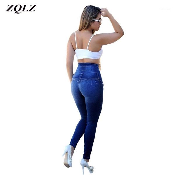 

zqlz women high waist denim trousers slim fitted casual black blue skinny stretchy buttons high street jeans streetwear pants1