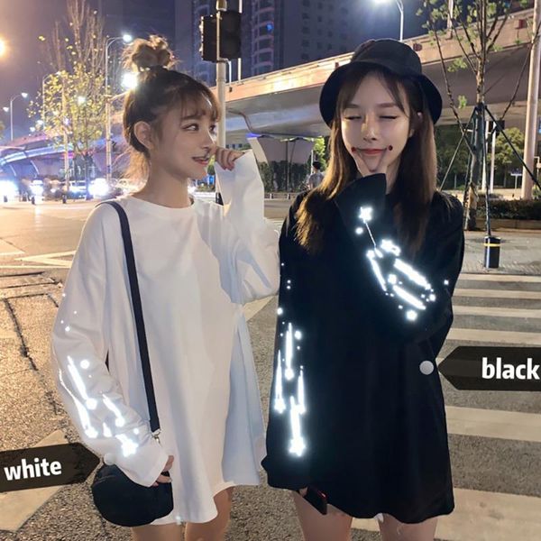 

новый дизайн футболки женщины круглый воротник осень печать свободный с длинным рукавом повседневная уличная одежда негабаритная футболка te, White