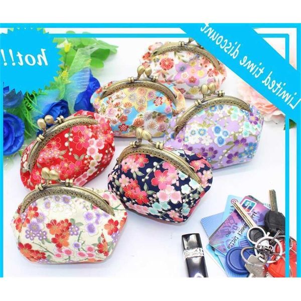 

dhl 50pcs coin purses women canvas cute floral printing min clutch wallet 7colors