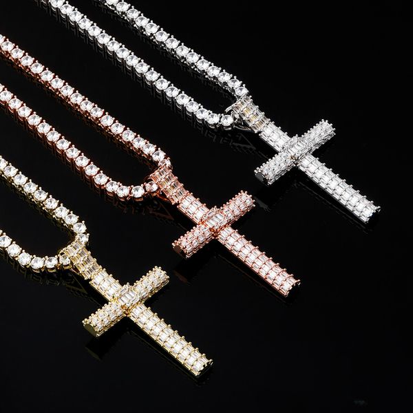 

new fashion personalized 18k gold hip hop cross pendant necklace iced out cz cubic zirconia charm pendants diamond mens womens jewelry gifts, Silver
