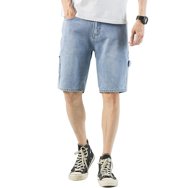

men denim shorts 2021 summer new style thin section elastic force slim fit short jeans male brand clothing blue, White;black