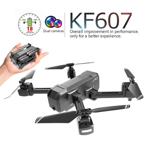 

rc mini drone kf607 with 4k/1080p hd dual camera optical flow selfie quadcopter foldable drone vs sjrc z5 f11 visuo xs812 e58