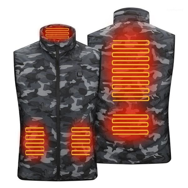 

men autumn winter smart heating cotton vest usb infrared electric heating vest outdoor flexible thermal winter warm jacket1, Black;white