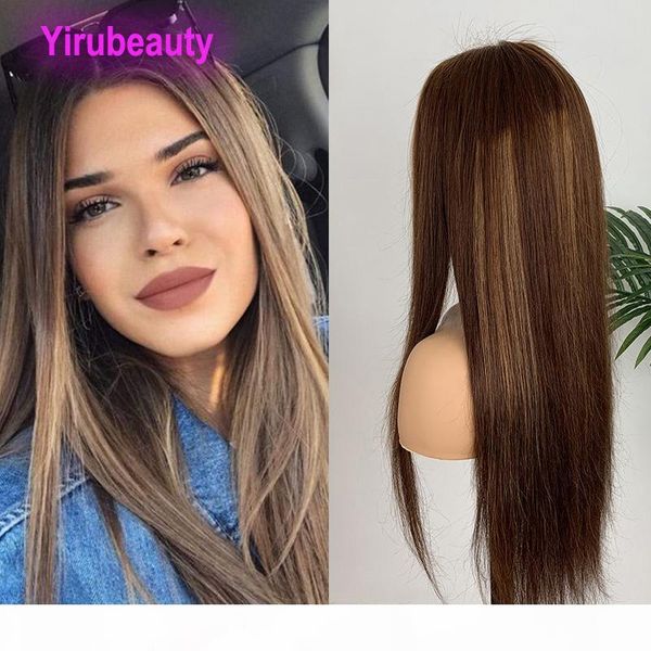 

indian virgin hair straight 4 27 two color lace front wig 10-28inch 100% human hair 13*4 lace front wigs part, Black;brown