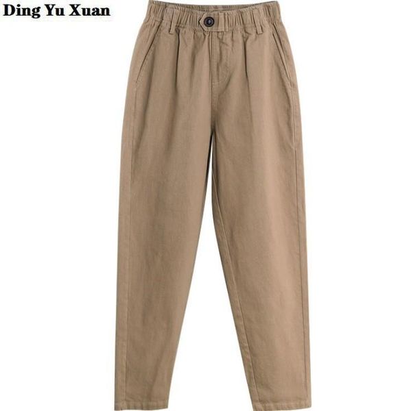 

2021 new spring autumn women chic harem pants korean elastic waist cargo trousers women casual black beige khaki streetwear pant, Black;white