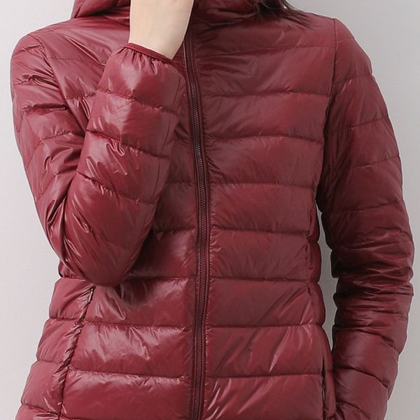 

yaya women's duck down coat lightweight short down jacket hooded slim outerwear waterproof windproof warm down wear c1204, Black