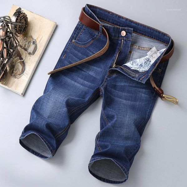

2019 summer thin section middle-aged jeans loose casual straight-leg pants korean-style capris large size cropped trousers for m1, Blue